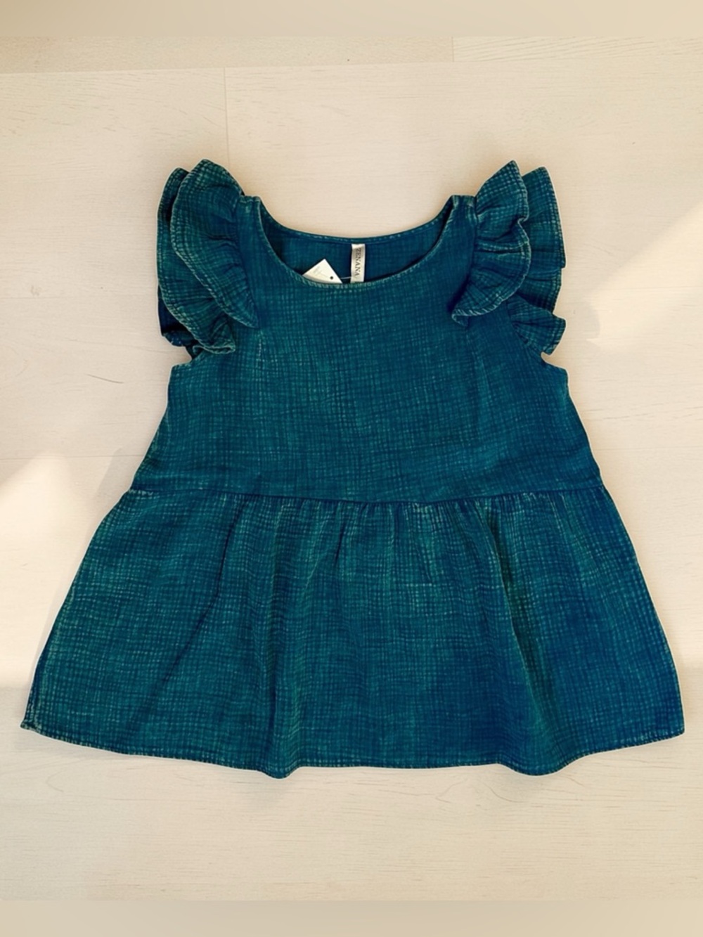 Zenana Teal Ruffle Sleeve Short Sleeve Top